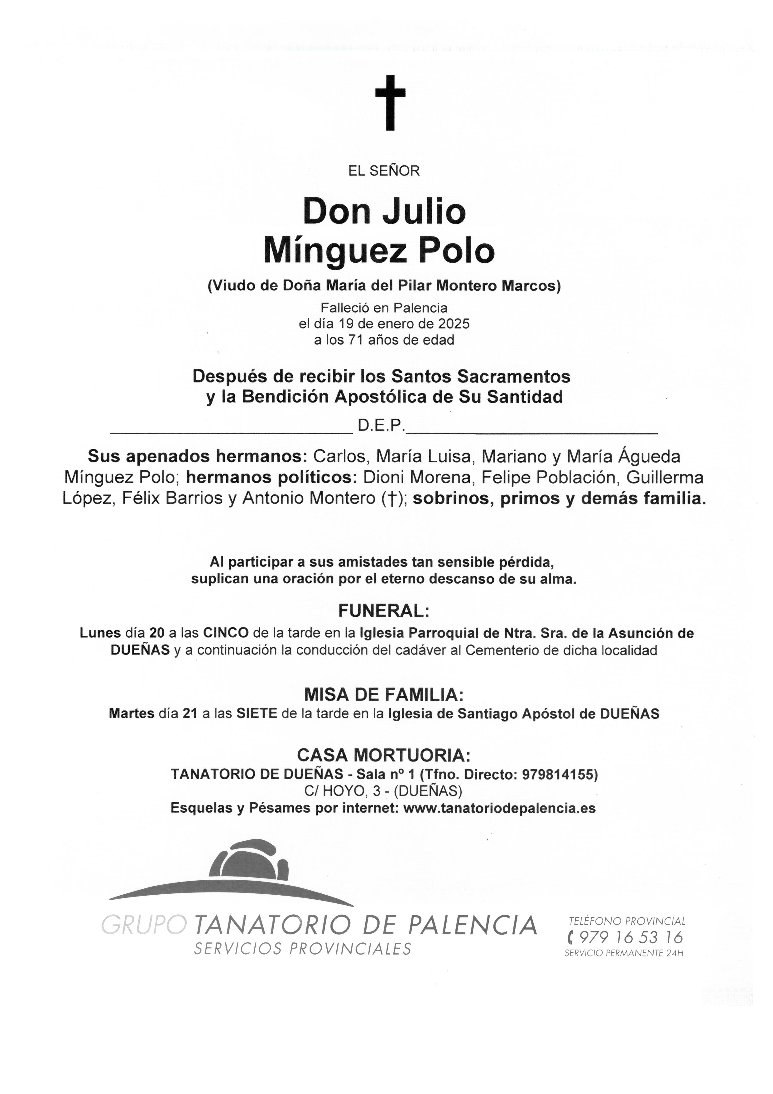 EL SEÑOR DON JULIO MÍNGUEZ POLO